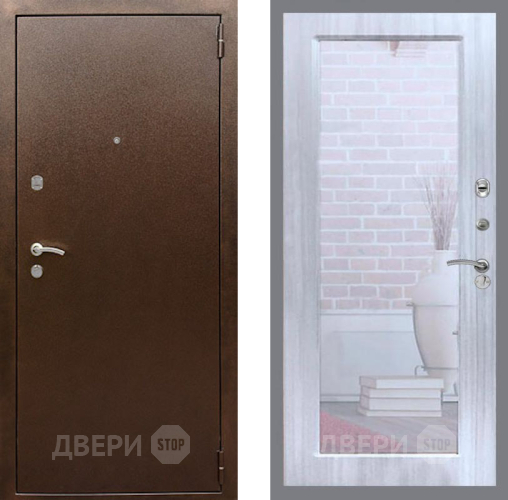 Входная металлическая Дверь Рекс (REX) 1А Медный Антик Зеркало Пастораль Сандал белый в Кашире