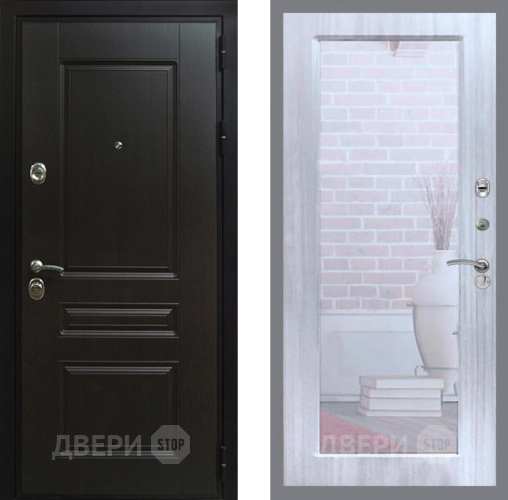 Входная металлическая Дверь Рекс (REX) Премиум-Н Зеркало Пастораль Сандал белый в Кашире
