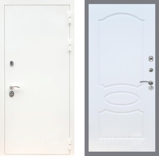 Входная металлическая Дверь Рекс (REX) 5 Белая Шагрень FL-128 Белый ясень в Кашире