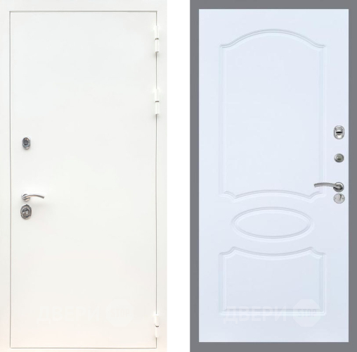 Входная металлическая Дверь Рекс (REX) 5 Белая Шагрень FL-128 Силк Сноу в Кашире