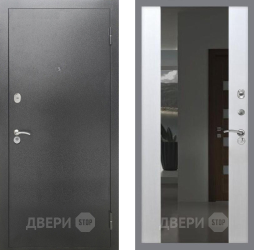 Входная металлическая Дверь Рекс (REX) 2А Серебро Антик СБ-16 с Зеркалом Лиственница беж в Кашире