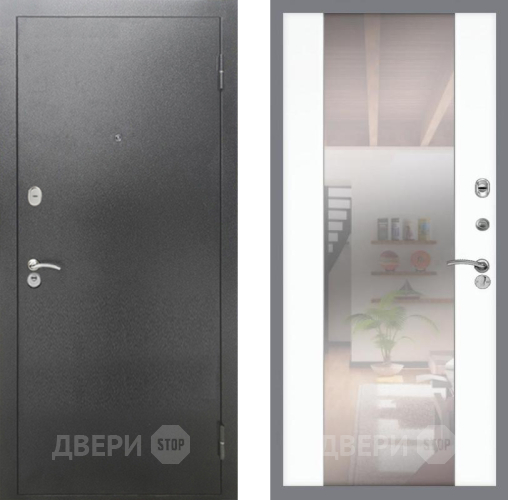 Входная металлическая Дверь Рекс (REX) 2А Серебро Антик СБ-16 Зеркало Силк Сноу в Кашире