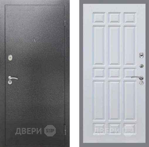 Входная металлическая Дверь Рекс (REX) 2А Серебро Антик FL-33 Белый ясень в Кашире