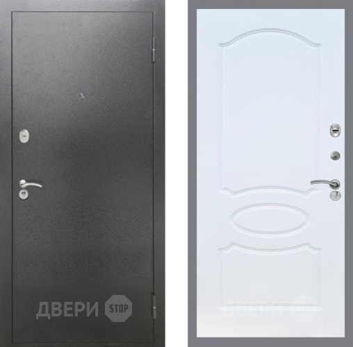 Входная металлическая Дверь Рекс (REX) 2А Серебро Антик FL-128 Белый ясень в Кашире