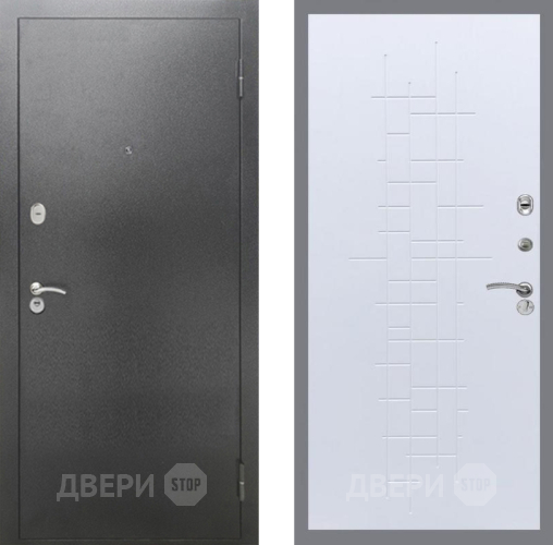 Дверь Рекс (REX) 2А Серебро Антик FL-289 Белый ясень в Кашире