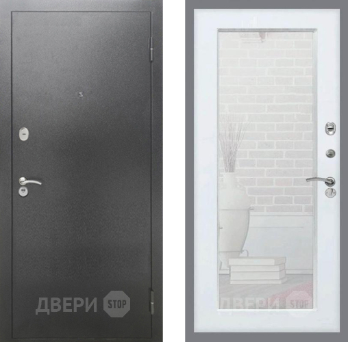 Входная металлическая Дверь Рекс (REX) 2А Серебро Антик Зеркало Пастораль Силк Сноу в Кашире