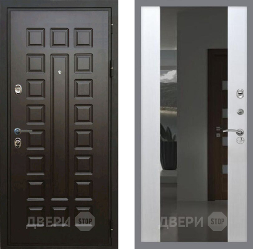 Входная металлическая Дверь Рекс (REX) Премиум 3к СБ-16 Зеркало Белый ясень в Кашире