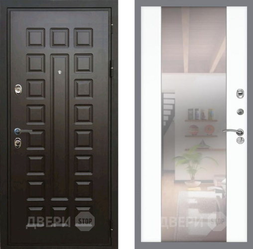Входная металлическая Дверь Рекс (REX) Премиум 3к СБ-16 Зеркало Силк Сноу в Кашире