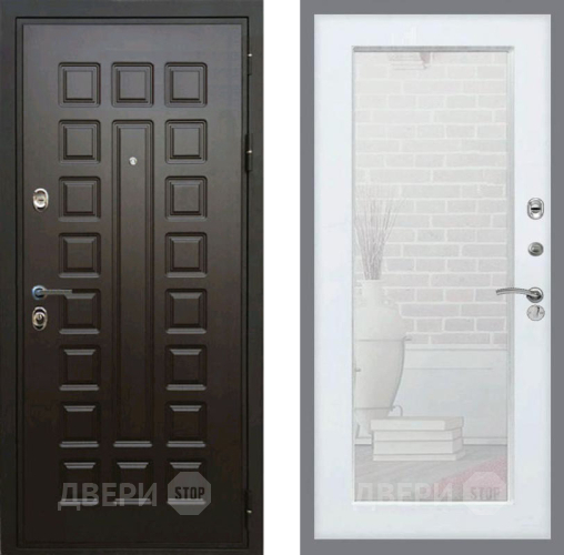 Входная металлическая Дверь Рекс (REX) Премиум 3к Зеркало Пастораль Силк Сноу в Кашире