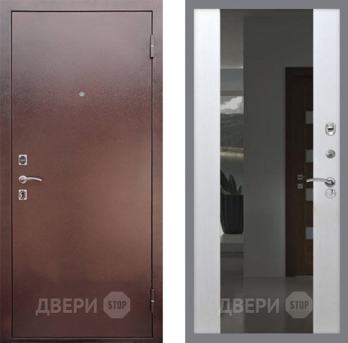 Входная металлическая Дверь Рекс (REX) 1 СБ-16 Зеркало Белый ясень в Кашире