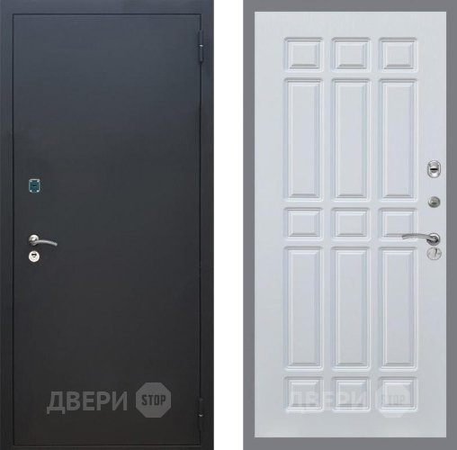 Входная металлическая Дверь Рекс (REX) 1A Черный Муар FL-33 Белый ясень в Кашире