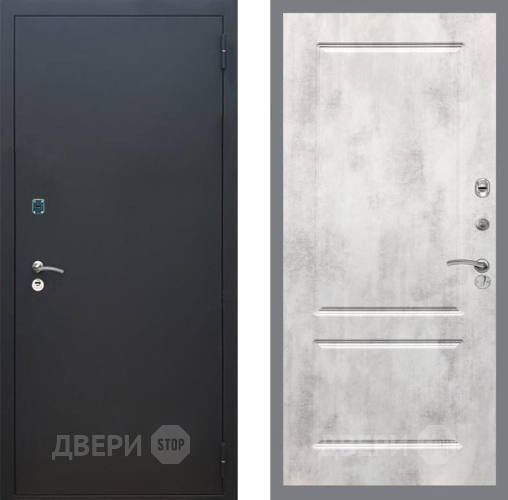 Входная металлическая Дверь Рекс (REX) 1A Черный Муар FL-117 Бетон светлый в Кашире