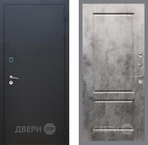 Входная металлическая Дверь Рекс (REX) 1A Черный Муар FL-117 Бетон темный в Кашире