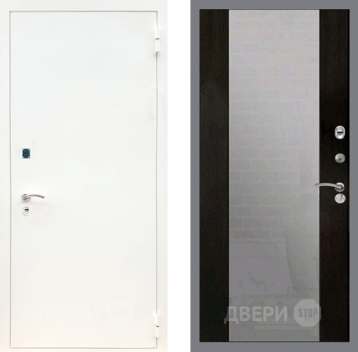 Входная металлическая Дверь Рекс (REX) 1А Белая шагрень СБ-16 Зеркало Венге в Кашире
