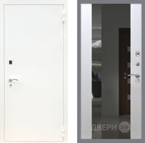 Дверь Рекс (REX) 1А Белая шагрень СБ-16 с Зеркалом Лиственница беж в Кашире