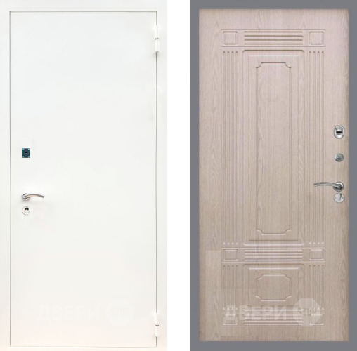 Входная металлическая Дверь Рекс (REX) 1А Белая шагрень FL-2 Беленый дуб в Кашире