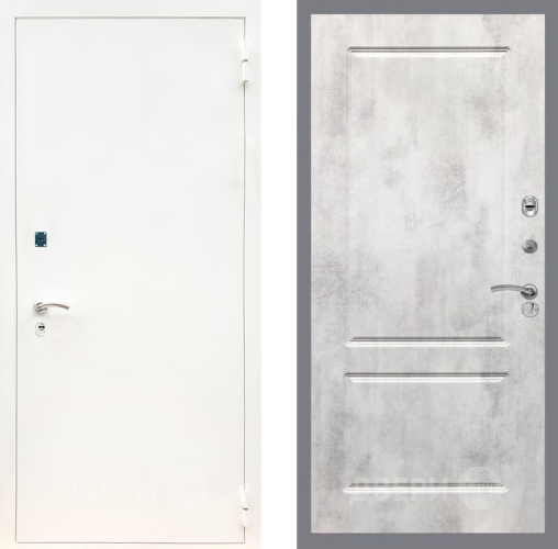 Входная металлическая Дверь Рекс (REX) 1А Белая шагрень FL-117 Бетон светлый в Кашире