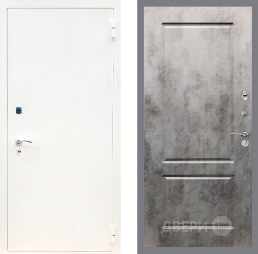 Входная металлическая Дверь Рекс (REX) 1А Белая шагрень FL-117 Бетон темный в Кашире