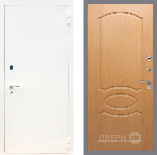 Входная металлическая Дверь Рекс (REX) 1А Белая шагрень FL-128 Дуб в Кашире