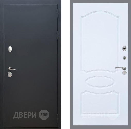 Входная металлическая Дверь Рекс (REX) 5 Черный Муар FL-128 Силк Сноу в Кашире