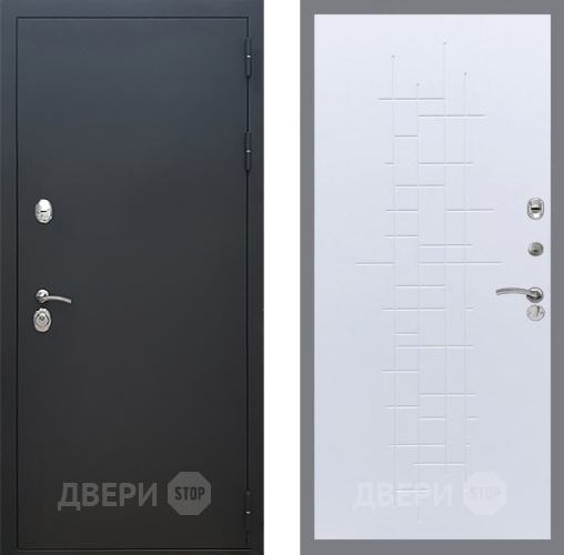Входная металлическая Дверь Рекс (REX) 5 Черный Муар FL-289 Белый ясень в Кашире