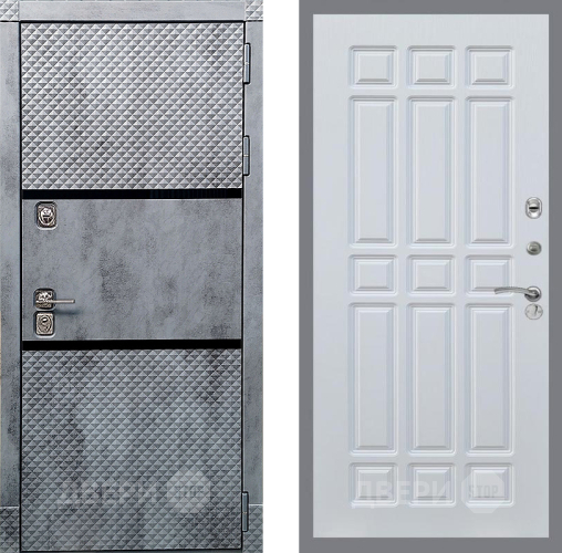 Входная металлическая Дверь Рекс (REX) 15 Бетон Темный FL-33 Белый ясень в Кашире
