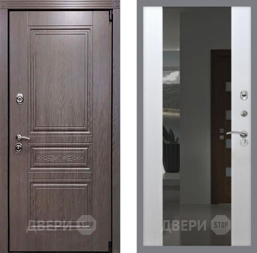 Входная металлическая Дверь Рекс (REX) Премиум-S СБ-16 Зеркало Белый ясень в Кашире