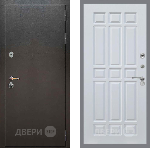 Входная металлическая Дверь Рекс (REX) 5 Серебро Антик FL-33 Белый ясень в Кашире