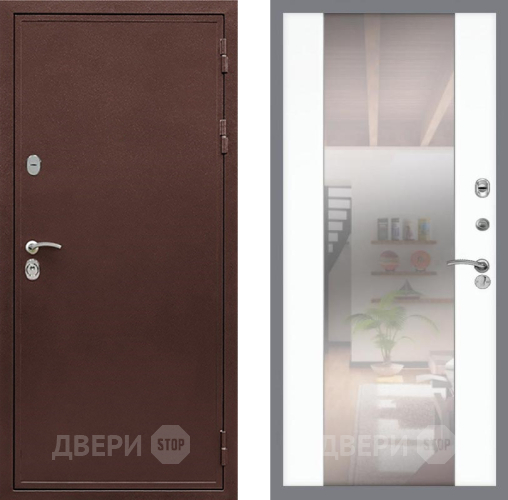 Входная металлическая Дверь Рекс (REX) 5А СБ-16 Зеркало Силк Сноу в Кашире