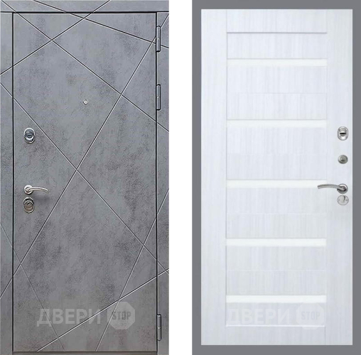 Входная металлическая Дверь Рекс (REX) 13 Бетон Темный СБ-14 стекло белое Сандал белый в Кашире