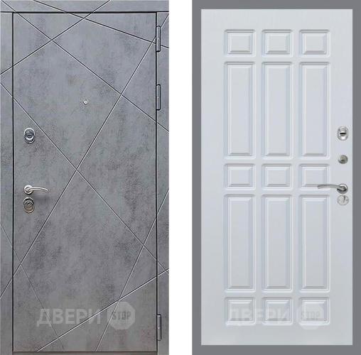Входная металлическая Дверь Рекс (REX) 13 Бетон Темный FL-33 Белый ясень в Кашире