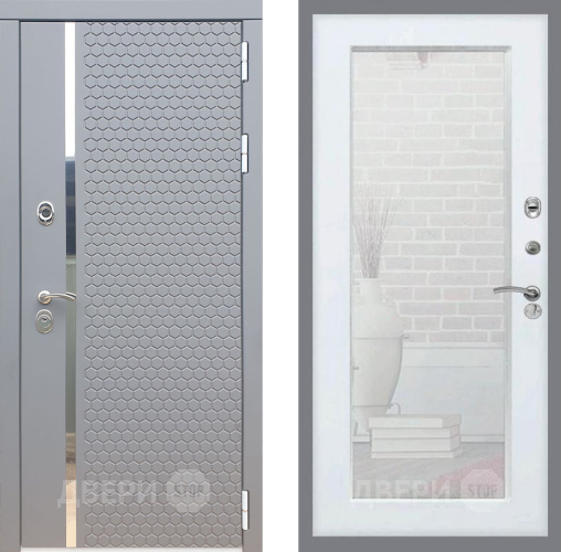 Входная металлическая Дверь Рекс (REX) 24 Зеркало Пастораль Силк Сноу в Кашире