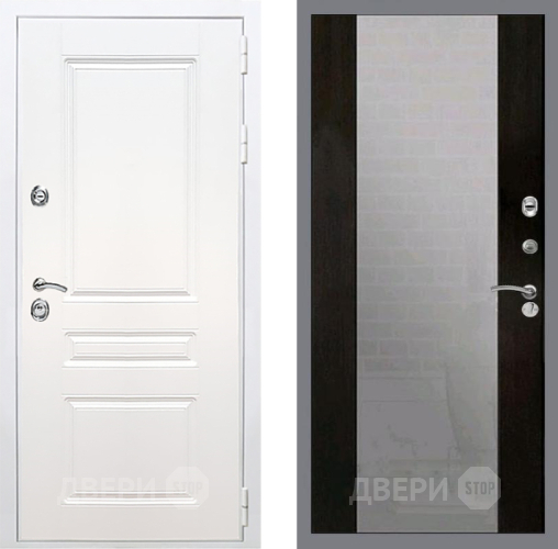 Входная металлическая Дверь Рекс (REX) Премиум-н Силк Сноу СБ-16 Зеркало Венге в Кашире