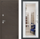 Входная металлическая Дверь Лабиринт (LABIRINT) Смоки Зеркало Фацет с багетом Белый софт в Кашире