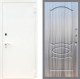 Входная металлическая Дверь Рекс (REX) 1А Белая шагрень FL-128 Сандал грей в Кашире
